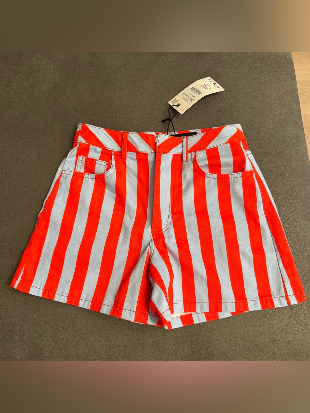 Zara Red and White Striped Women's Bermudas